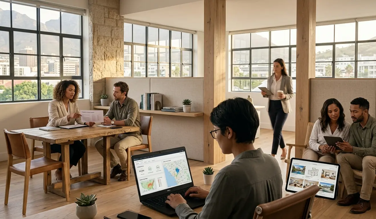 Team working together in a modern office